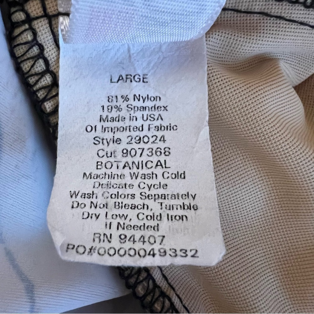Carol Wior Twist Front Swim Dress Black Tan Botanical Print Size Large Tropical - Picture 6 of 6